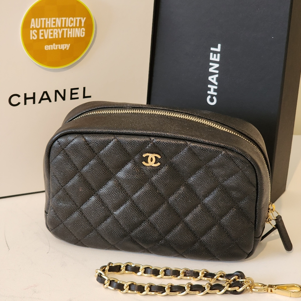 CHANEL Large Matelasse Caviar CC Zip Pouch Clutch Bag ENTRUPY COA